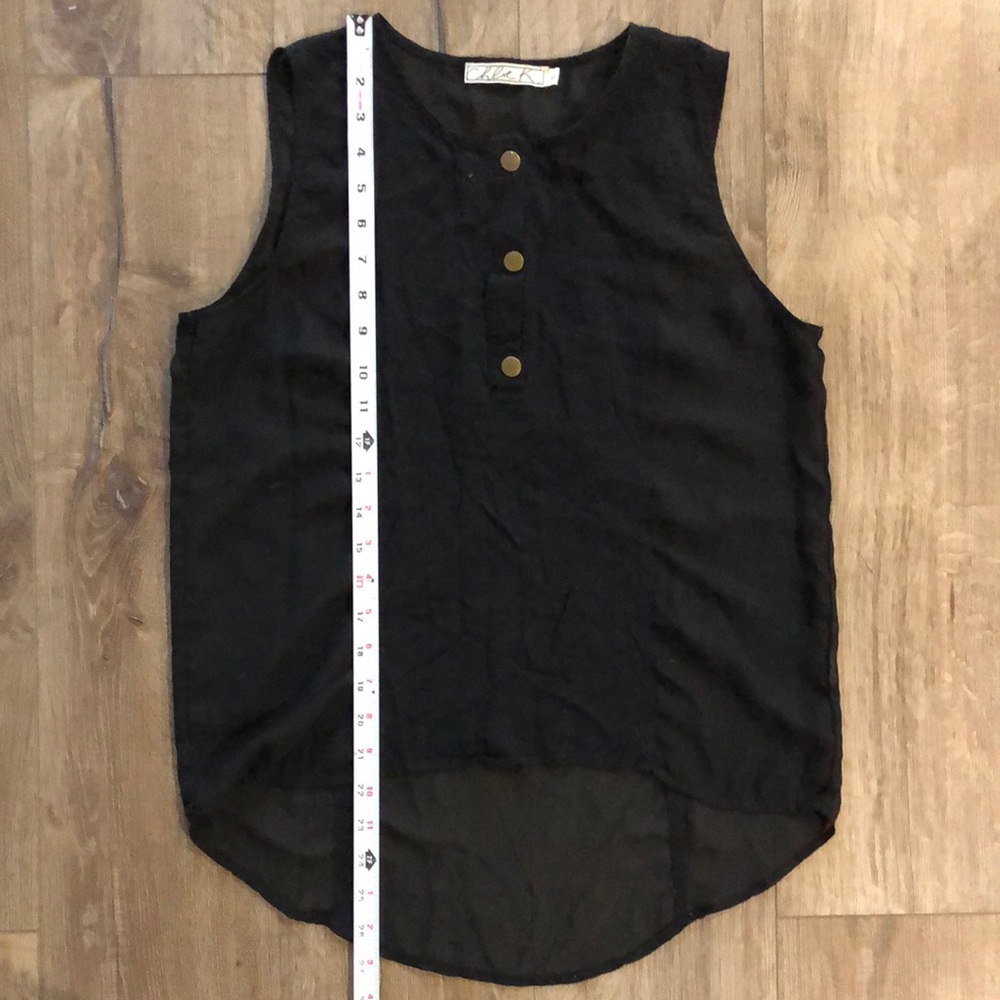 CHLOE K - Black Sleeveless Blouse Top w/ Snap Front - Picture 7 of 8